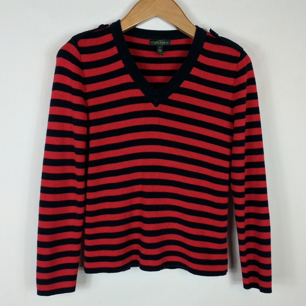 3/$25 Ralph Lauren | Striped v-neck sweater M